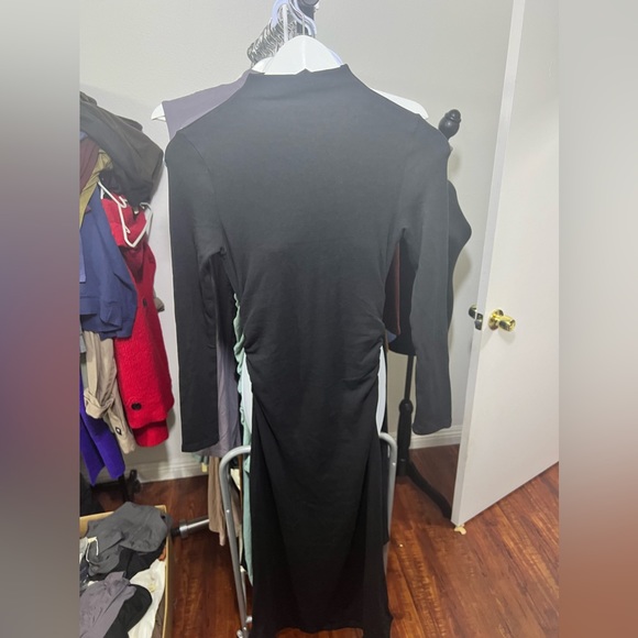 OGL Eco-Mousse® Thermal Mockneck Ruched Waist Midi Dress - Picture 3 of 10